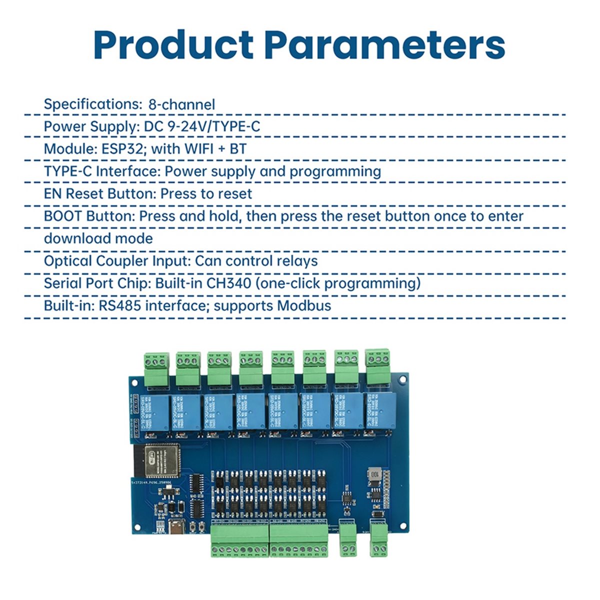 High Performance  Modbus 8-Cha - Relay 8 Channel Board recension och pris